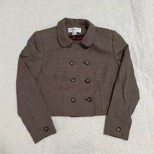 Jones New York vintage brown houndstooth cropped blazer